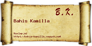Bahis Kamilla névjegykártya